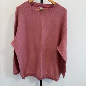 Aerie Dusty Rose Ribbed Crewneck Long Sleeve Shirt Small Casual Cozy Cotton